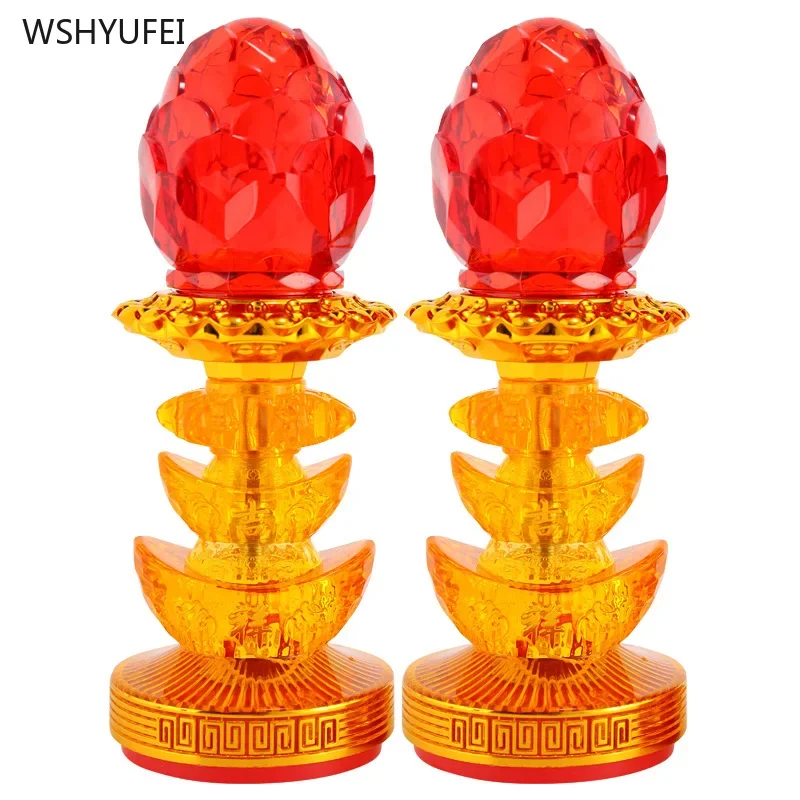 2 Pcs Plastic Simulated Candlestick Buddhist Hall Sacrifice Temple Utensils Supply Living Room Home Decoration Feng Shui