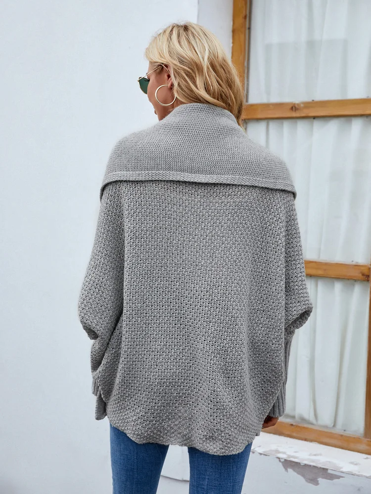 Tonval Batwing Sleeve Oversized Long Cardigans Fall Winter Women 2022 Casual Knitted Sweater Coat Solid Vintage Cardigan