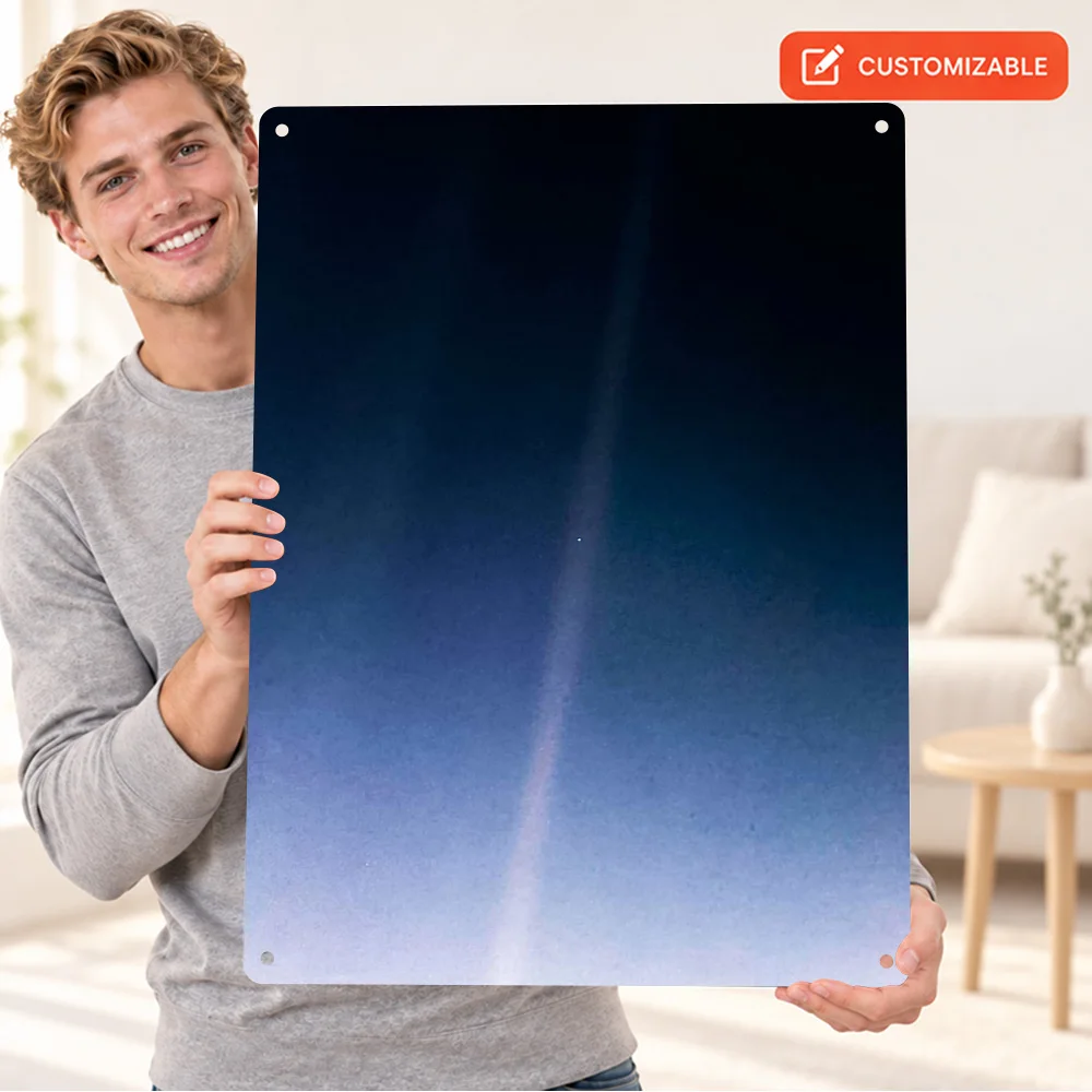 Pale Blue Dot Voyager 1 Textured Metal Poster Customized Aluminum Sign Astronomical Photography Wall Art For Science Classroom