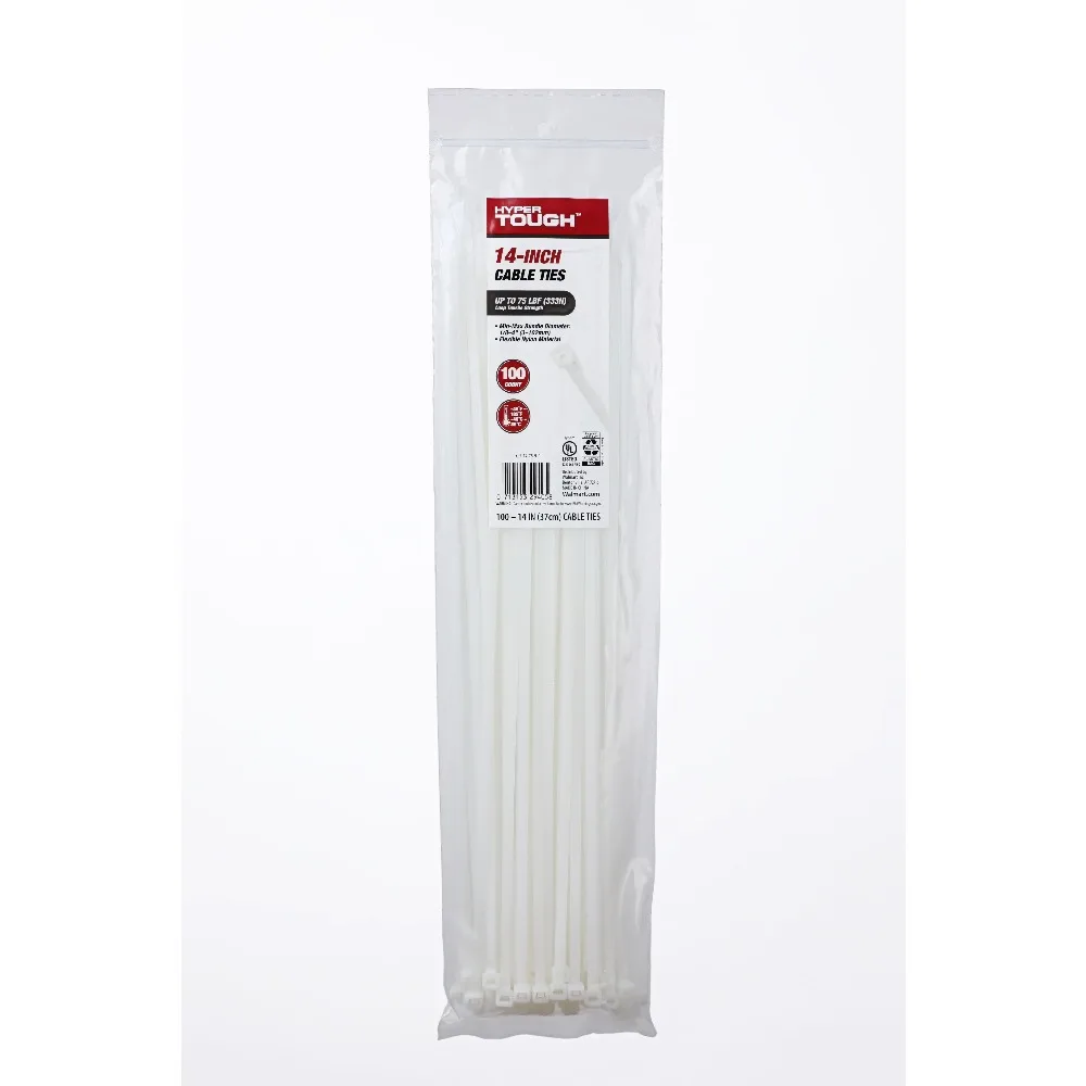 

14 Inch Natural Color Cable Ties 100 Pieces Pack for Home Office and Outdoor Use Strong Reusable Wire Ties Zip Ties