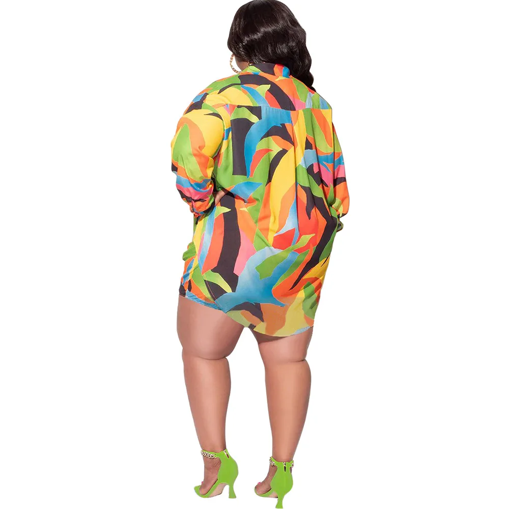 Wsfec XL-5XL plus size zweiteilige Sets Damen bekleidung Langarm Mode druck Sommer Herbst Trend sexy lässige kurze Anzüge