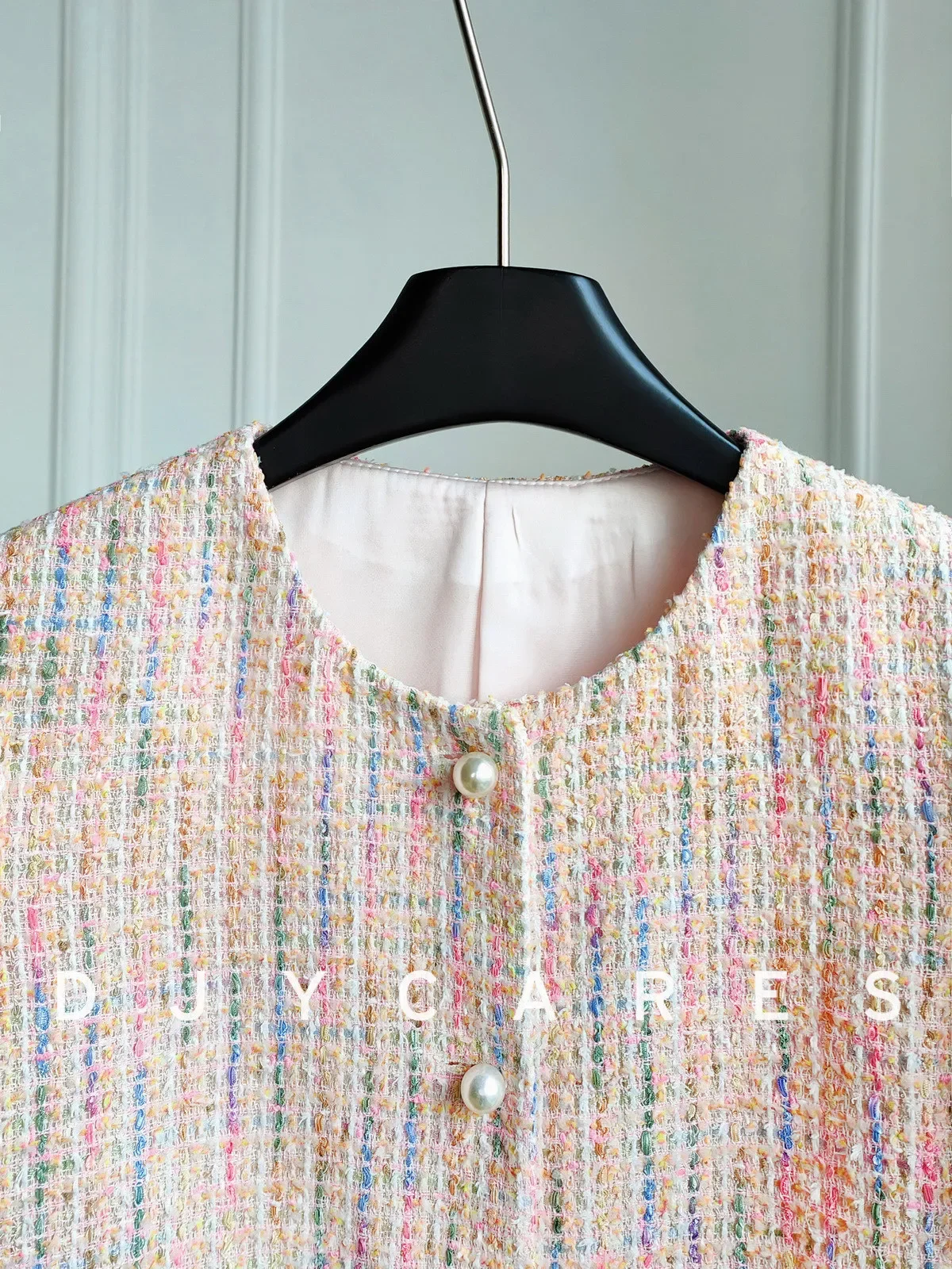 New Colorful woven jacket reducing round neck short sleeved top big size