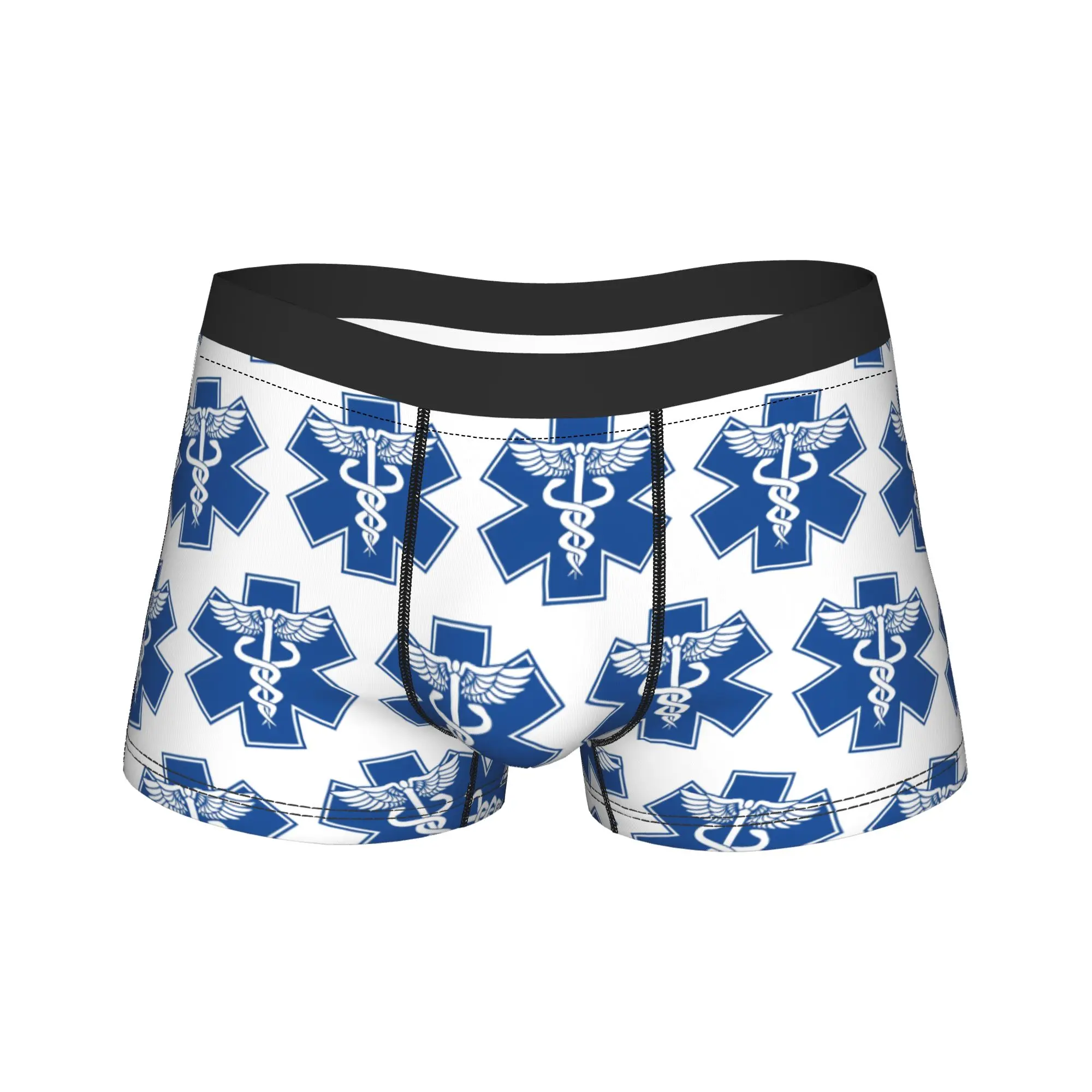 EMT Health Care Caduceus Blue Medical Symbol Underwear Trunk Quality Men Underpants Breathable Shorts Briefs Birthday Present