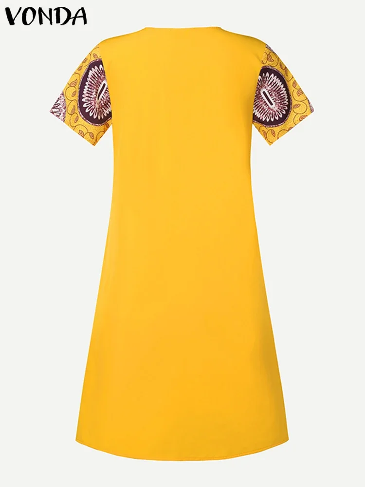 

Женское летнее платье VONDA размера плюс 5XL, богемное мини-платье 2025 года, сексуальный вечерний сарафан с принтом, элегантное офисное платье, свободный халат