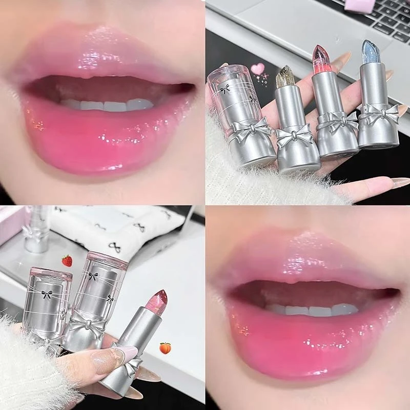 Color Changing Lipstick Temperature Sensitive Hydrating Moisturizing Bow Design Cute for Students Daily Brightening Fair Skin