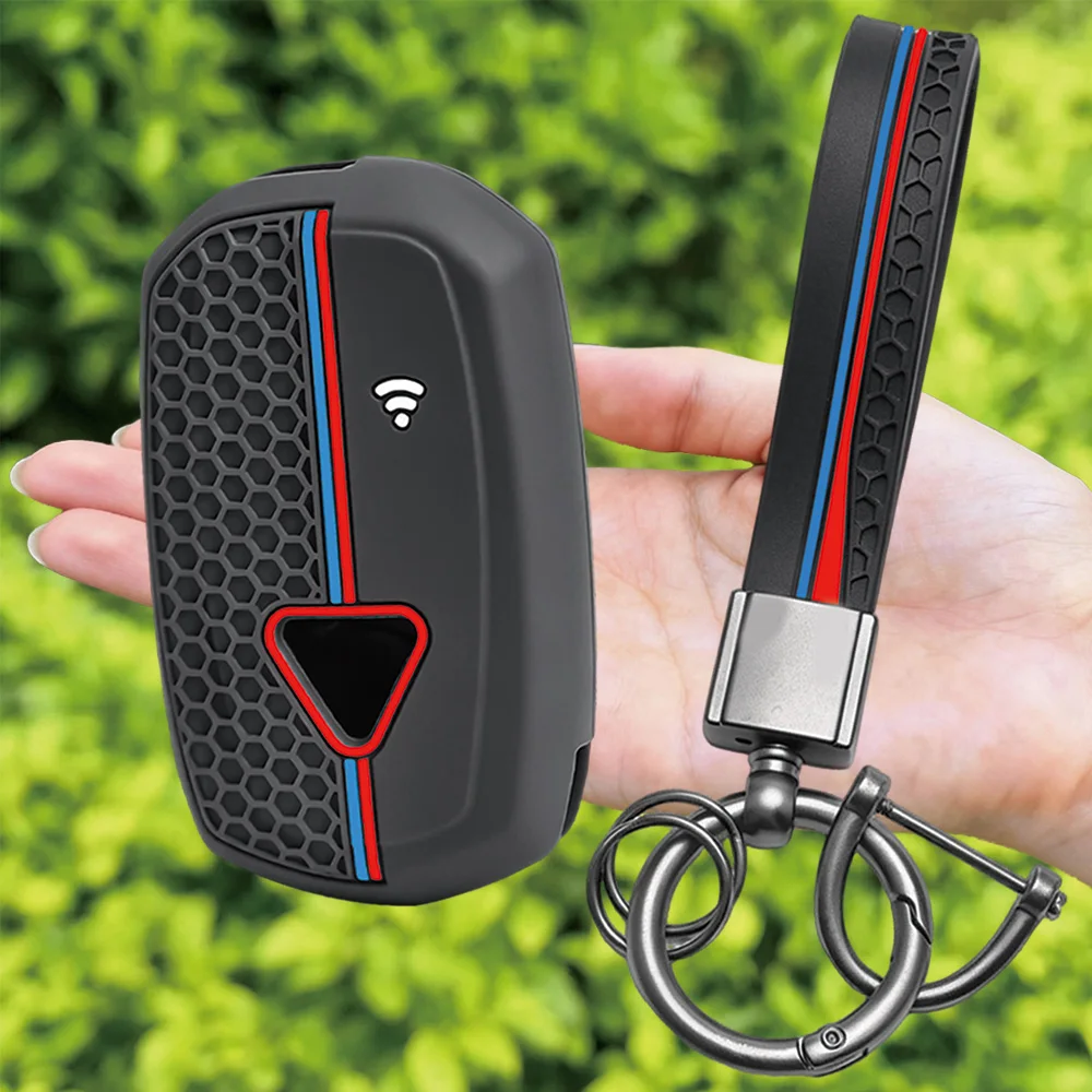 For Triumph Speed Triple RS Tiger 1200 Rocket 3 silicone motorcycle key fob cover with wrist strap and key ring