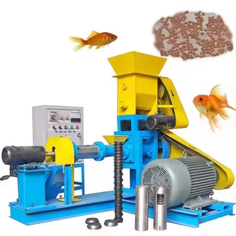 Single Fish Feed Pellet Processing Production Line Floating Fish Feed Sinking Pellet Extruder