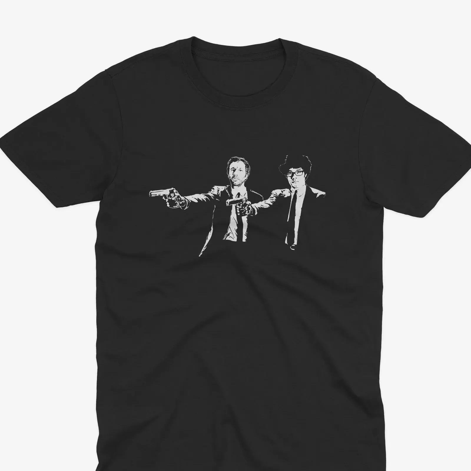 Pulp Fiction x The IT Crowd Mashup T Shirt Moss Douglas Reynholm Industries Funny  vintage Washed graphic Stylish Unisex Casual