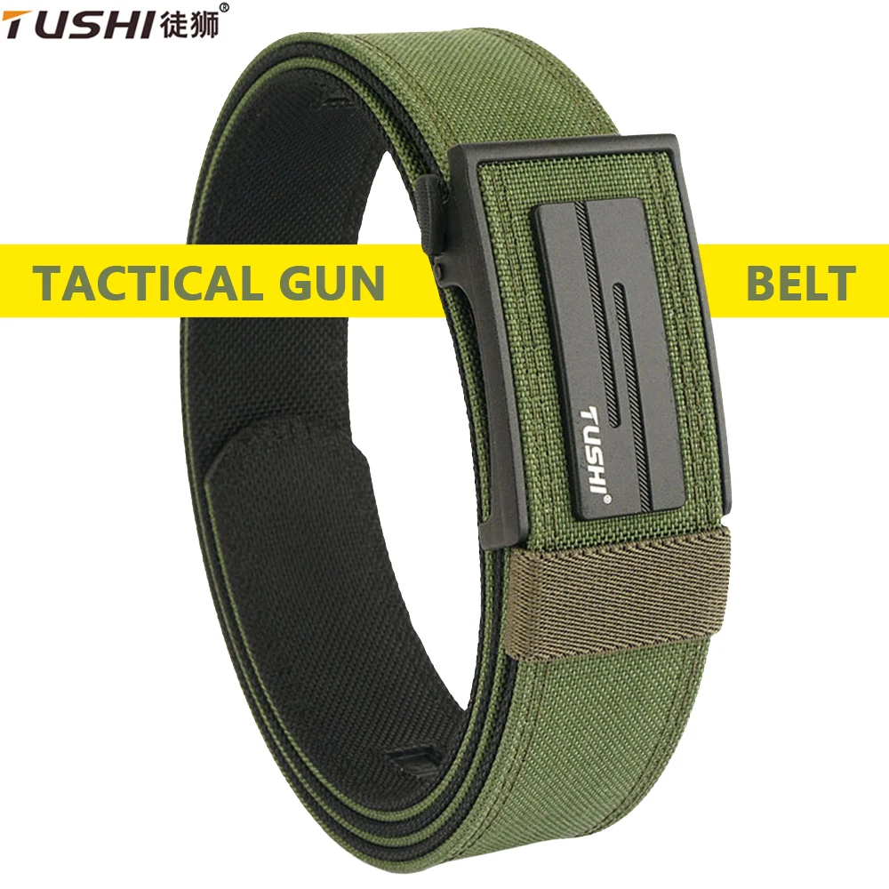 

TUSHI New Military Tactical Belt Canvas Belts For Men's Belt Automatic Metal Buckle Outdoor sports Working IPSC Belt Accessories