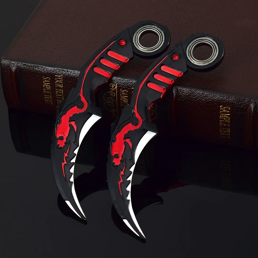 16 センチメートルドラゴン Karambit 回転可能な合金クラフトモデルダークムーンダブルとげ爪ナイフゴールデンドラゴン武器トレーニングナイフおもちゃの少年