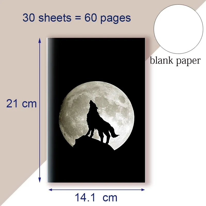 A5 Notebook Animal Galaxy Wolf Head Nordic Minimalist Note Book Minimal Line Abstract Drawing Cover Journal Graffiti Planner