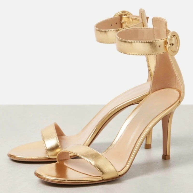 

Sexy Sandals Summer Shoes for Women 2025 Ankle Strap High Heels Fashion Pumps Patent Wedding Dance Dress Shoes Big Size 45