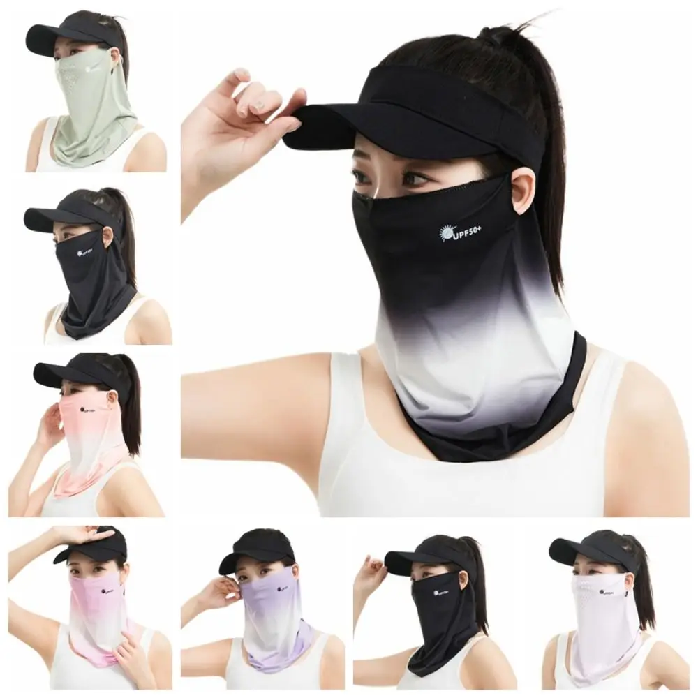 Letter Summer Ice Silk Face Mask Breathable Sun Protection Sunscreen Face Veil Anti-UV Fishing Face Shield Neckline Face Cover