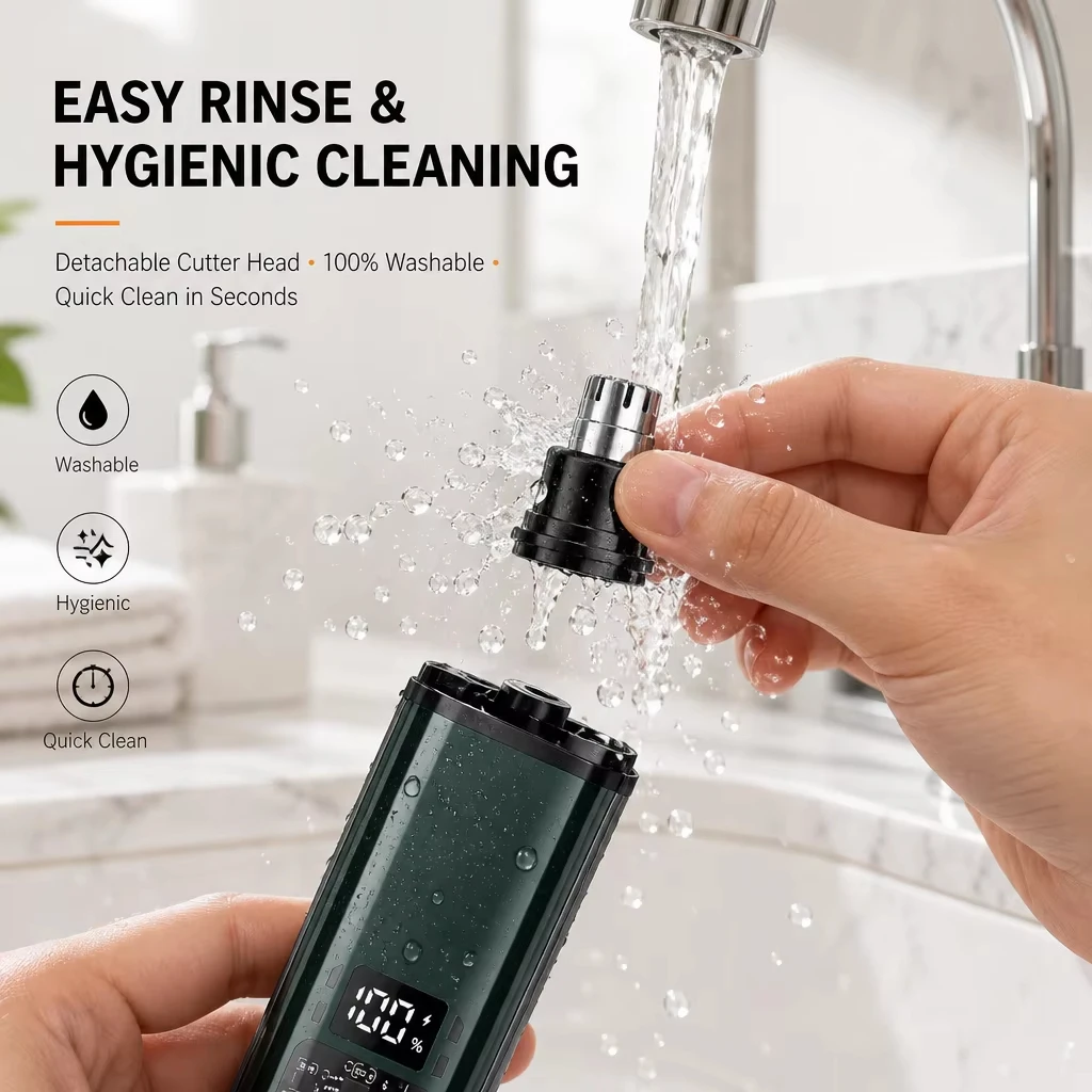 Nose Hair Trimmer Ear Painless Skin Life Mini Nose Clipper Personal Groomer Facial Hair Trimmer Type C Rechargerable Smart Led