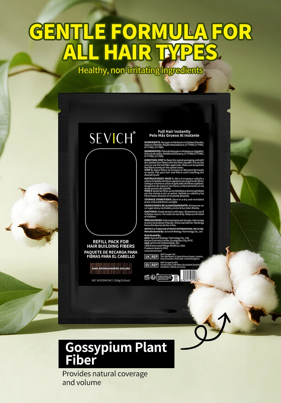 100g Universal-Haarverdichtungsfaser-Nachfüllbeutel, ultrafeines Haarverdichtungspulver, atmungsaktives Faserpulver für dünner werdendes Haar – Detail 8