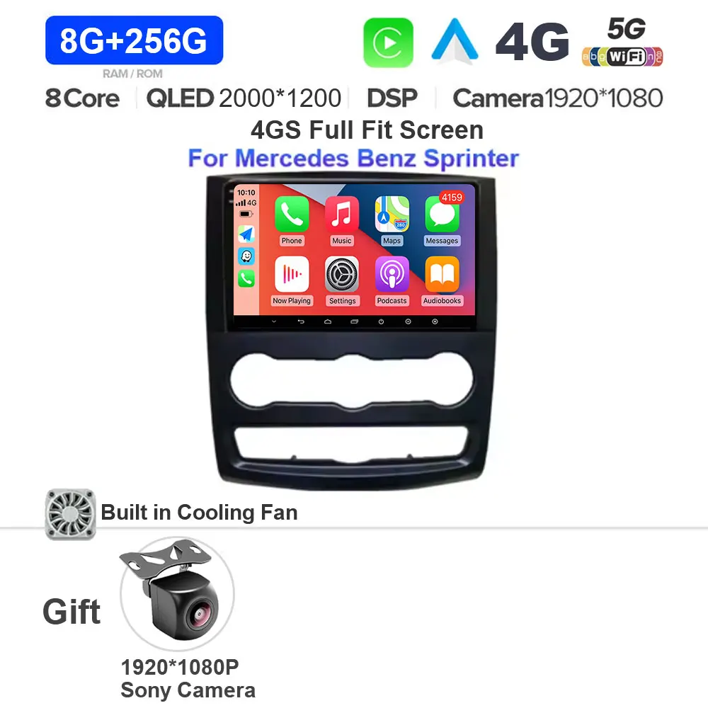 Android 15 Auto Multimedia Videospeler GPS Stereo met CarPlay WiFi 5G DSP voor VW Crafter Mercedes Benz Sprinter