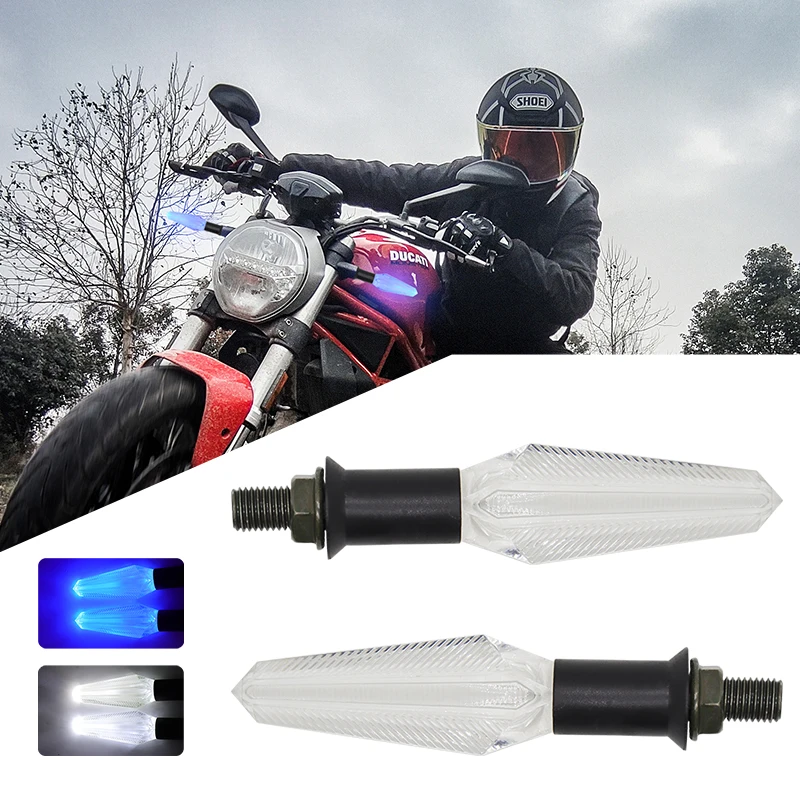 Motorcycle Universal LED Turn Signal Indicator White/Blue Light 12V Flowing Sequential Flicker Led Blinkers for Yamaha fz1 fazer