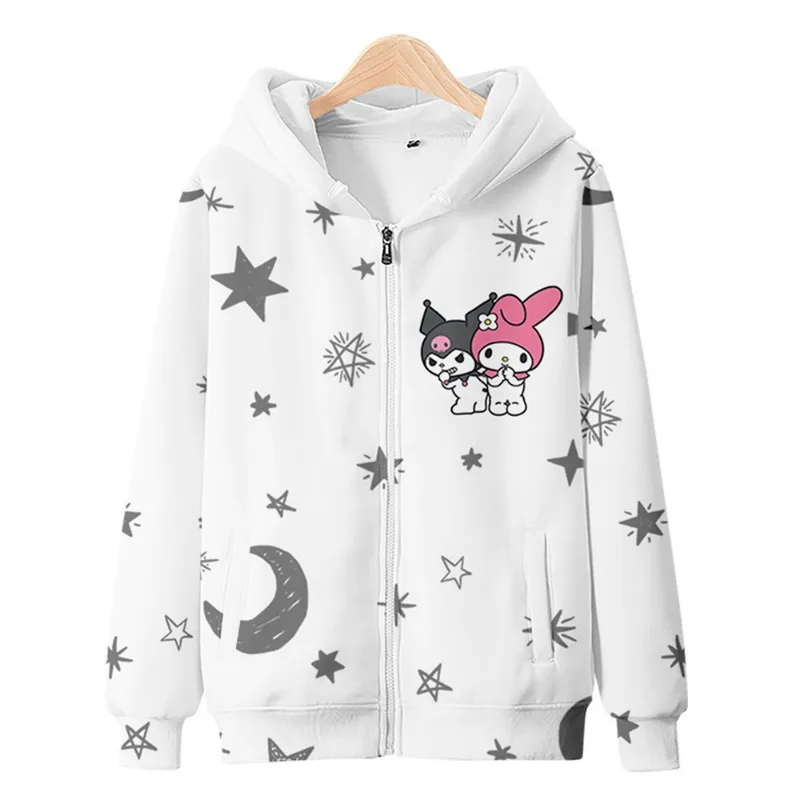 Kawaii Kuromi Hoodie For Girls Long Sleeve Sweatshirts Children Spring Autumn Sanrio Cartoon Kids Casual Hooded Pullover Tops