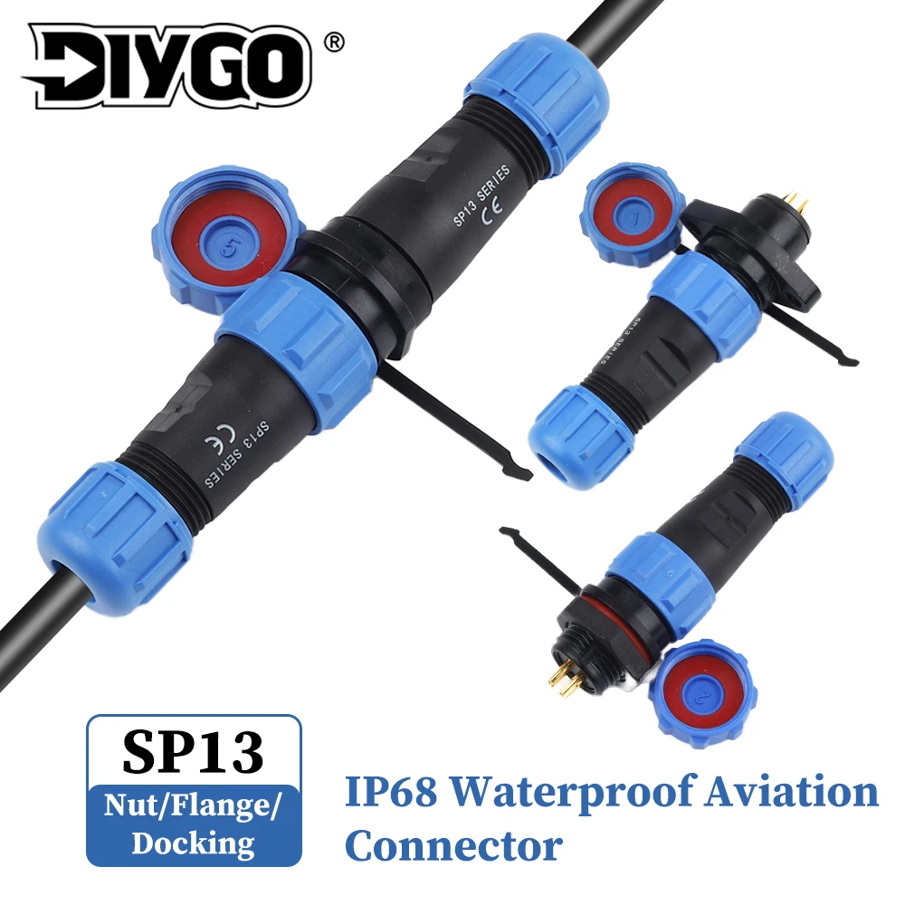 

SP13 Nut/Flange/Docking IP68 Waterproof Connector 2/3/4/5/6/7/9 Pin Cable Wire Connectors Aviation Plug Socket Set Welding type