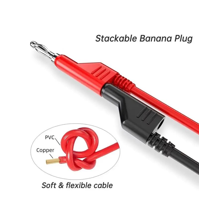 AT43-P1036B 4Mm Banana To Banana Plug Test Lead Kit For Multimeter Match Alligator Clip U-Type & Puncture Test Probe Kit