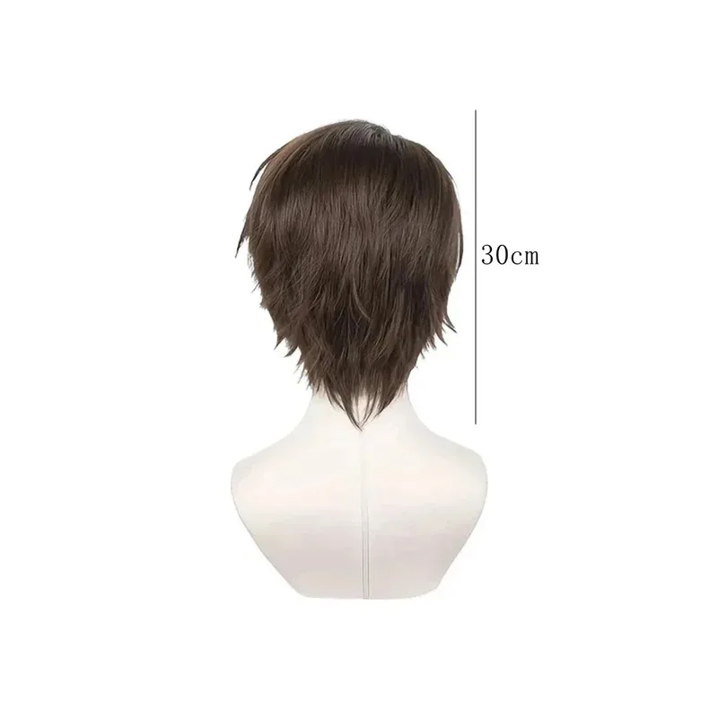 أنيمي الأزرق قفل Yukimiya Kenyu تأثيري الباروكات براون قصيرة مقاومة للحرارة الاصطناعية الشعر الدعائم