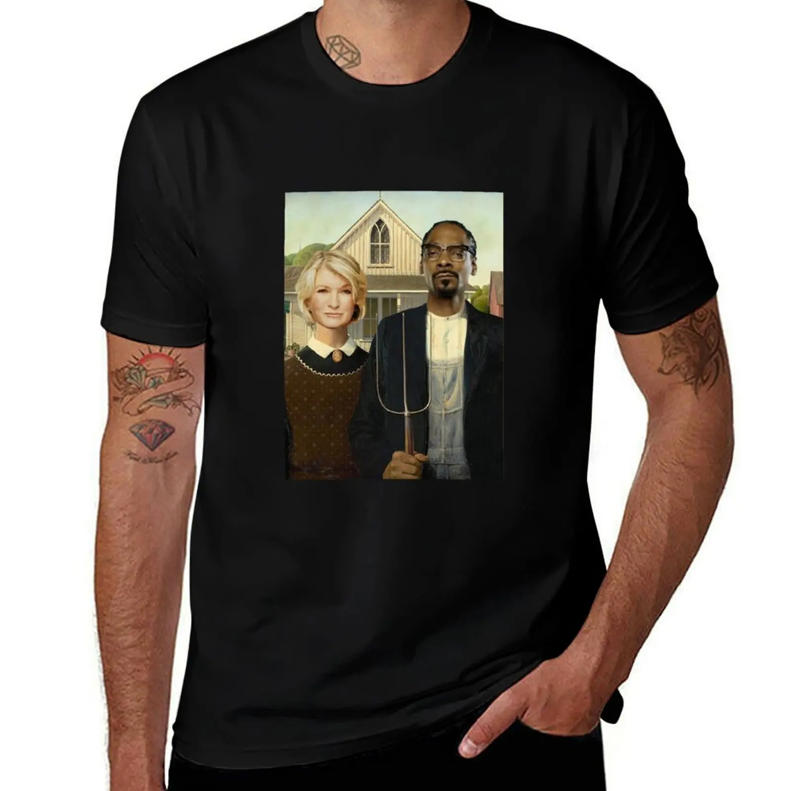

Snoop Martha American Gothic T-Shirt mens graphic t shirts cotton t shirts man 100% T-Shirt