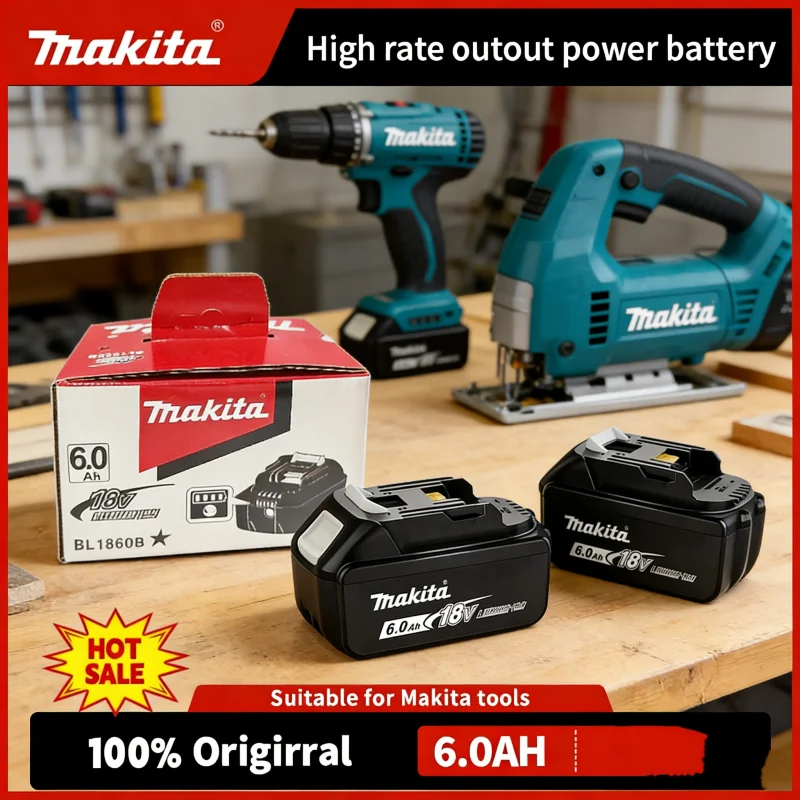 Оригинальный литиевый аккумулятор Makita 18В 6.0Ач, совместимый с BL1850B BL1860B, перезаряжаемый аккумулятор Original Makita.