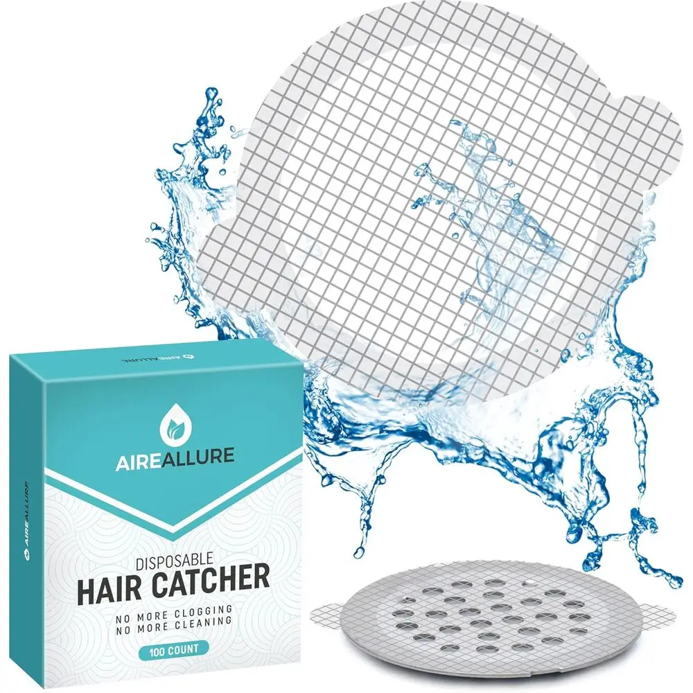 100 Pack Disposable Shower Drain Hair Catcher Mesh Stickers - Peel & Stick Drain Strainers to Prevent Clogs, Strong Waterproof A