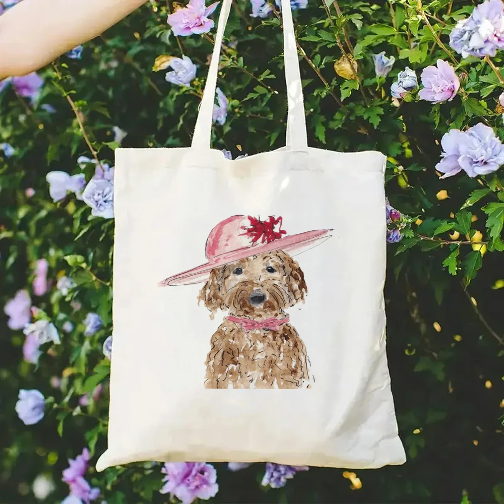 Cherry Blossom Tote Retro Lettering & Fruit Print Sweet Aesthetic Graphic Bag, Lightweight Shoulder Bag
