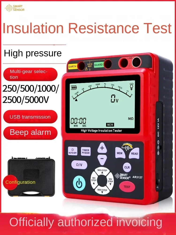 High Voltage Insulation Resistance Tester MEGOHMMETER 5000V Digital 2500V Electrical Ohmmeter Electronic Shaking Watch