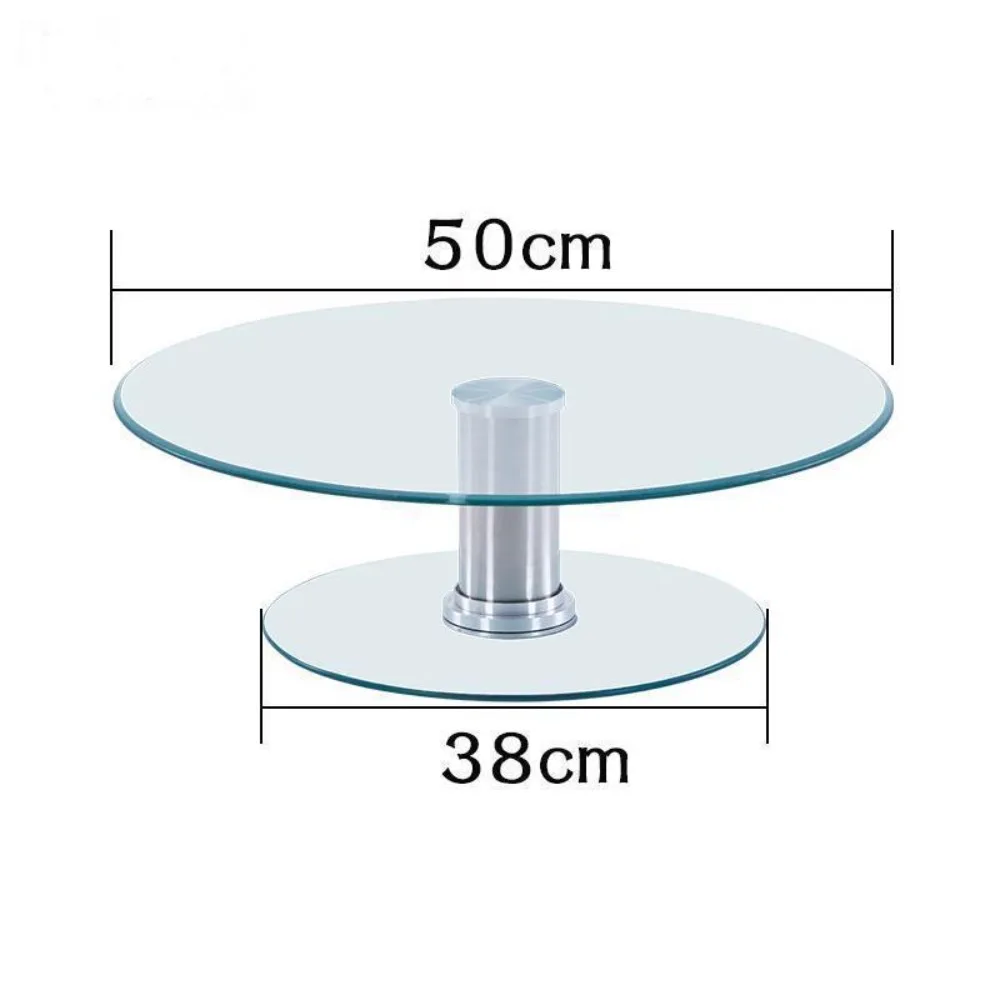Double Layer Double Tier Lazy Susan Raised Design Round Table Tempered Glass Turntable Durable Decorative