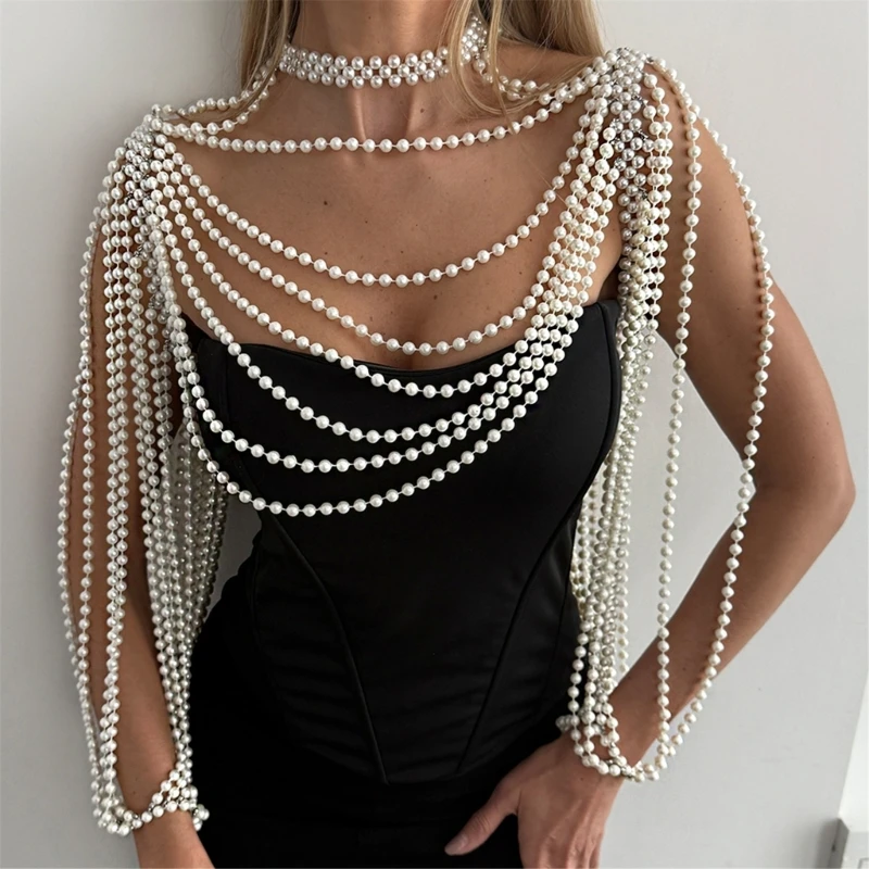  Pearls Body Chain Stackable Necklace for Water Activities and Summer Festivals Lightweight Construction Travel Friendly