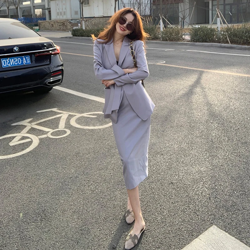 Autumn And Winter 2022 New Temperament And Elegant Goddess Professional Suit Korean Fashion Skirt Two-Piece Suit