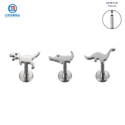 QM ASTM F136 Titanium Internally Threaded Dinosaur and Crocodile Labret Tragus Flat Earring Body Piercing Jewelry