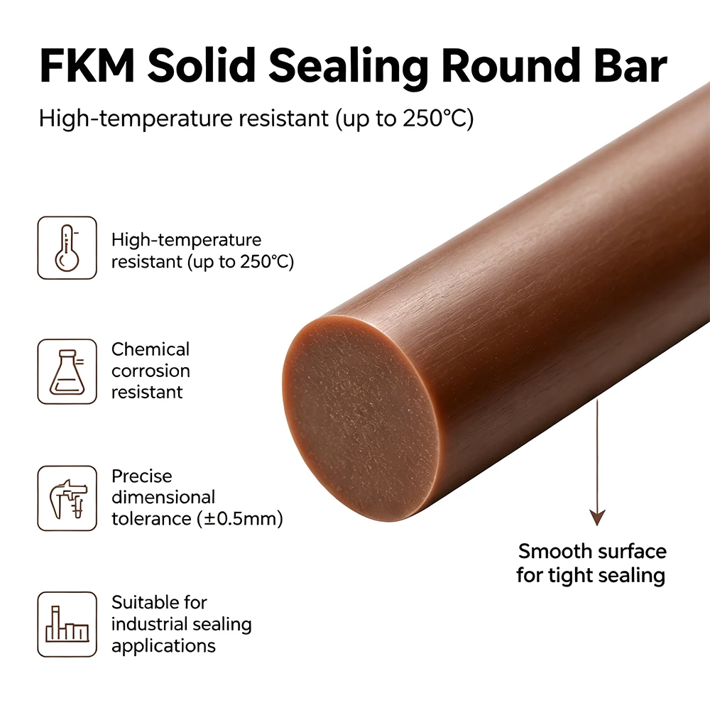 Solid Round Vitons FKM Sealing Strip Dia1.5-8mm 5-20M Fluoro Rubber Cord Strong Chemical Corrosion Oil Resistant Seal Rope