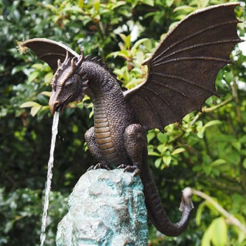 

New Style Garden Dragon Statue Fountain Ornament Resin Water Feature Sculpture