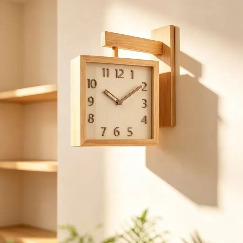 Log Wind Simple Wall Clock Silent Creative Modern Fashion Decorative Clock for Living Room Bedroom