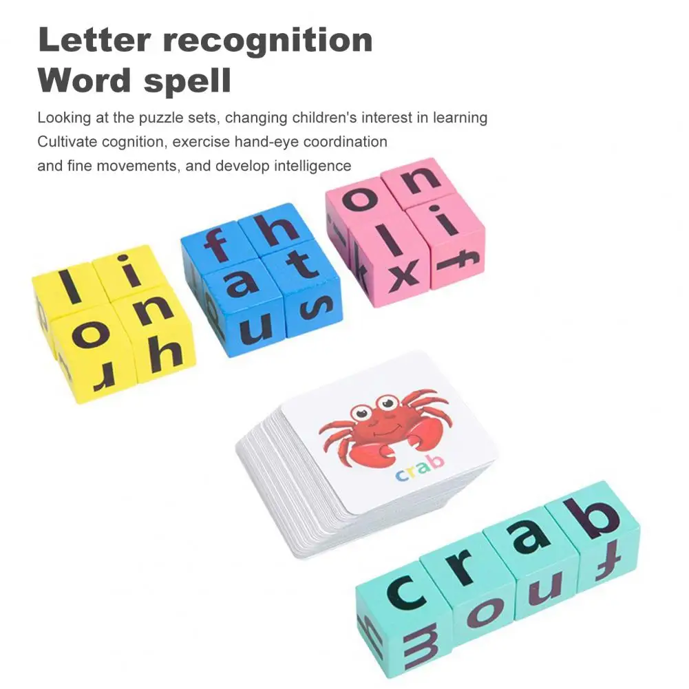 Learning Letters Toy Educational Wooden Letter Building Blocks Set for Toddlers Phonics Flash Cards Alphabet for Spelling