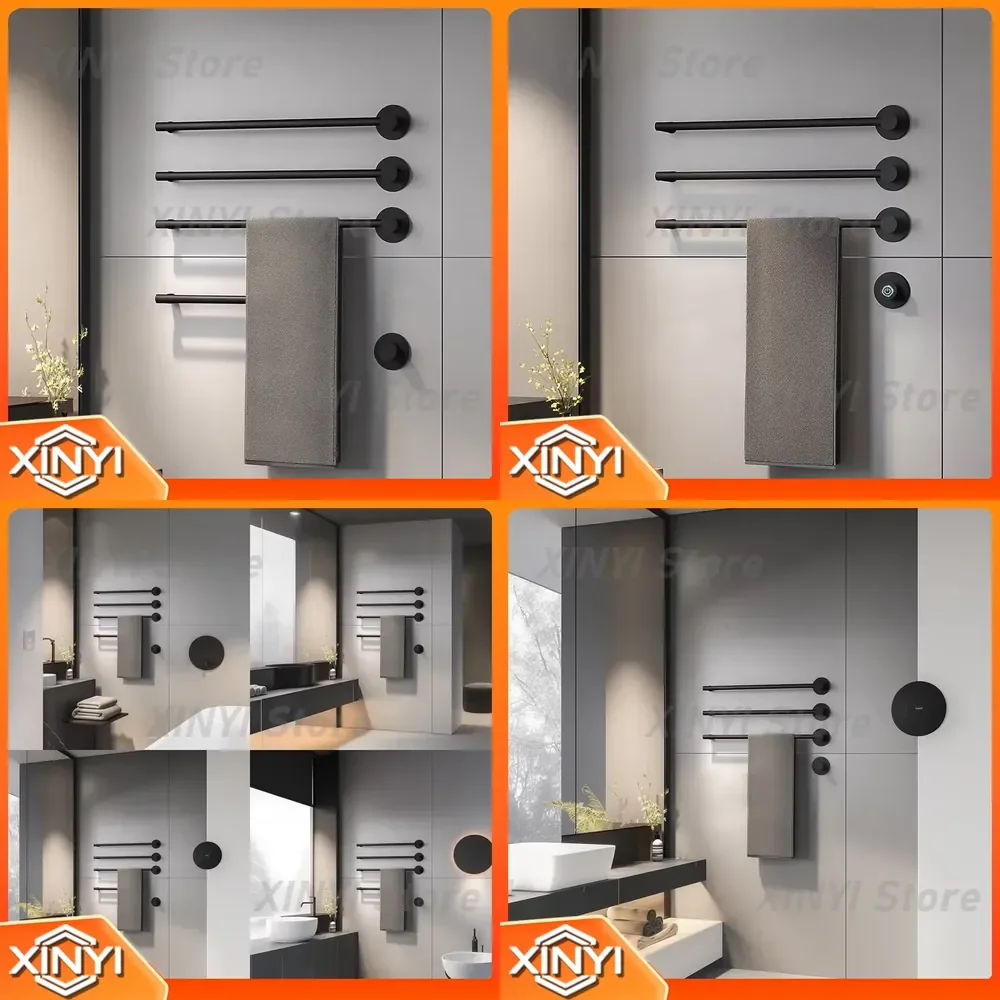 for Luxury Wall Mounted Electric Towel Rack for Bathroom Heated Towel Warmer Rail Bathroom Accessories Home Heating