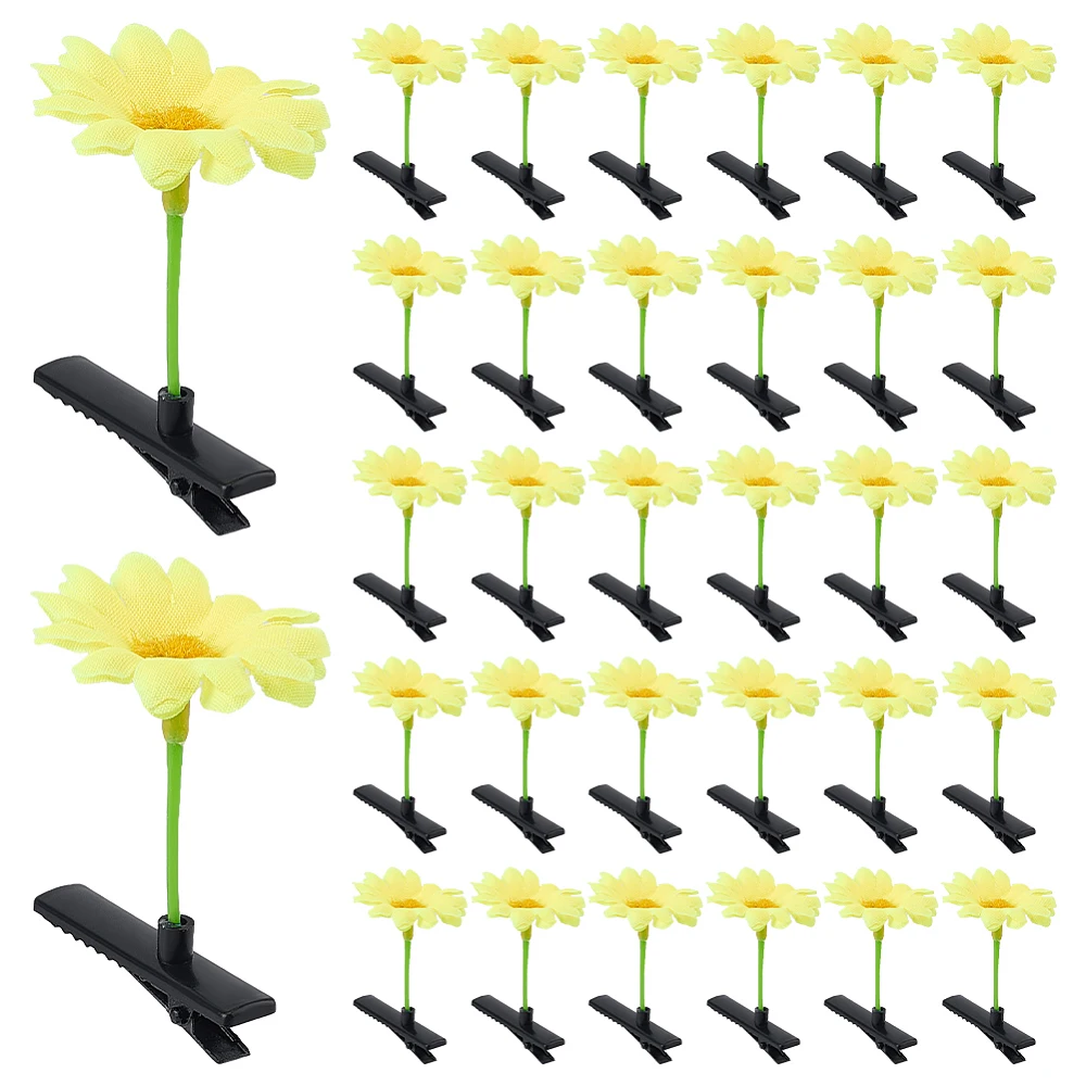 40Pcs Bean Sprout Hair Clips Yellow Sunflower Hairpins Plant Hair Accessories Flower Hairclip Funny Barrette Headwear