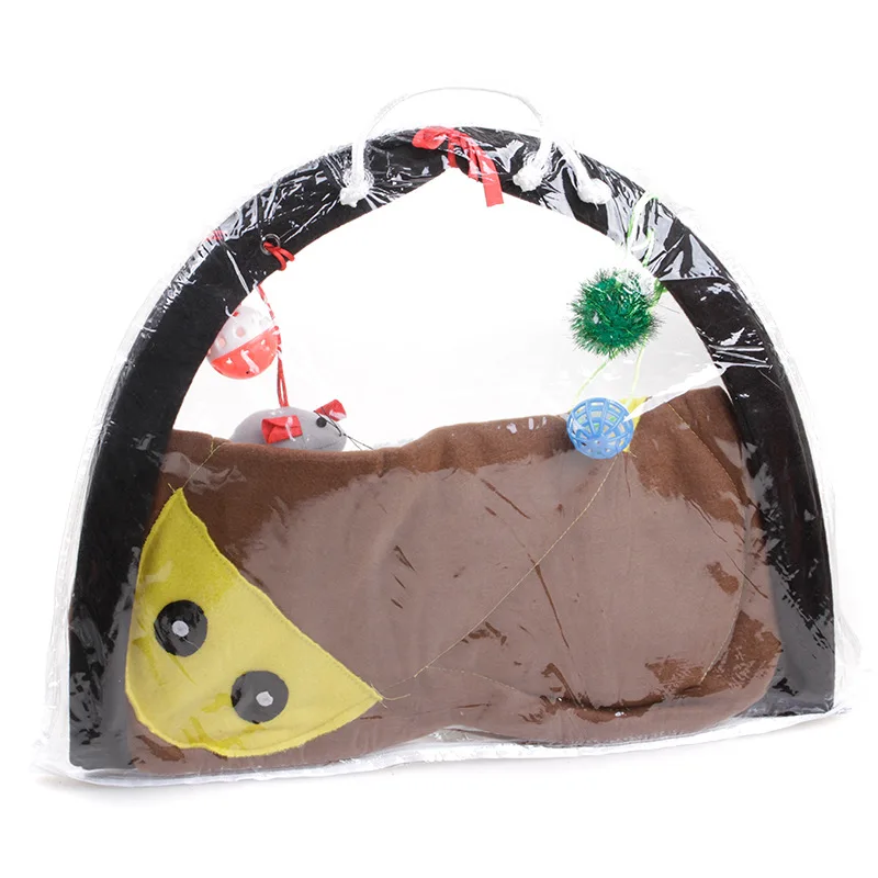 Foldable Kitten Tents, cat breathable cartoon fun bell toy bed, cat tent, pet supplies Cat Toys Portable