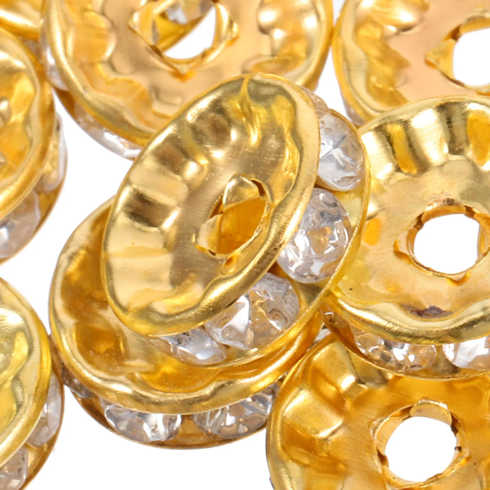 200 قطعة من خرز حجر الراين Rondelle خرز فضفاض متألق مقاس عالمي لصنع المجوهرات إكسسوارات قلادة القرط