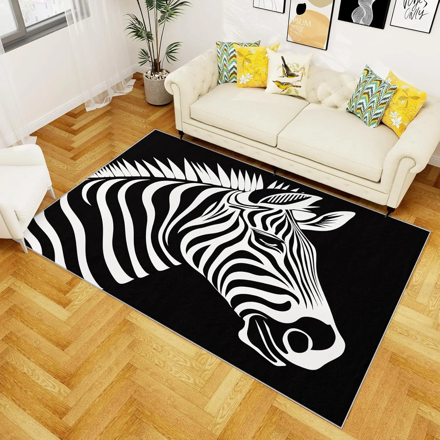 

Коврик «Зебра» для гостиной Коврик для диких животных — черно-белые ковры — мягкий моющийся нескользящий абстрактный ковер с низким ворсом