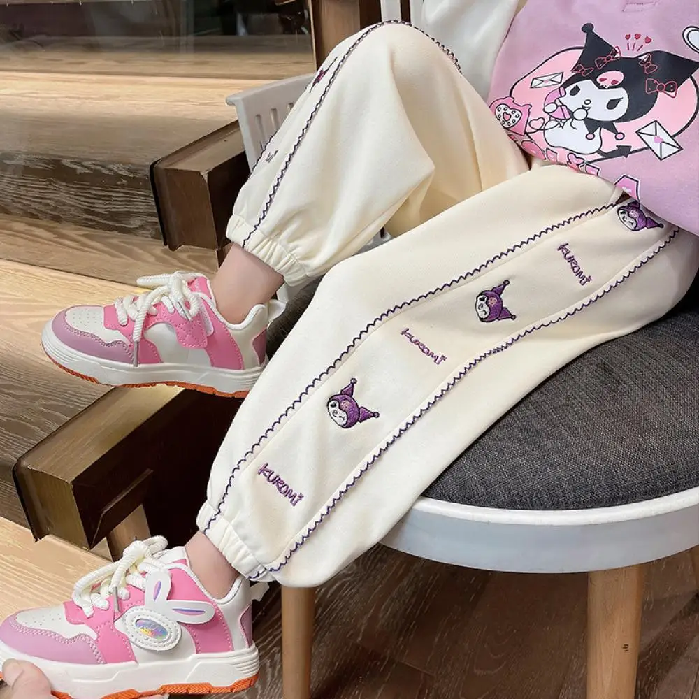 

Kawaii Cartoon Children Girls' Kuromi Casual Pants Spring Autumn Style Sanrio Anime Comfort Fashion Leisure Motion Pants Trendy