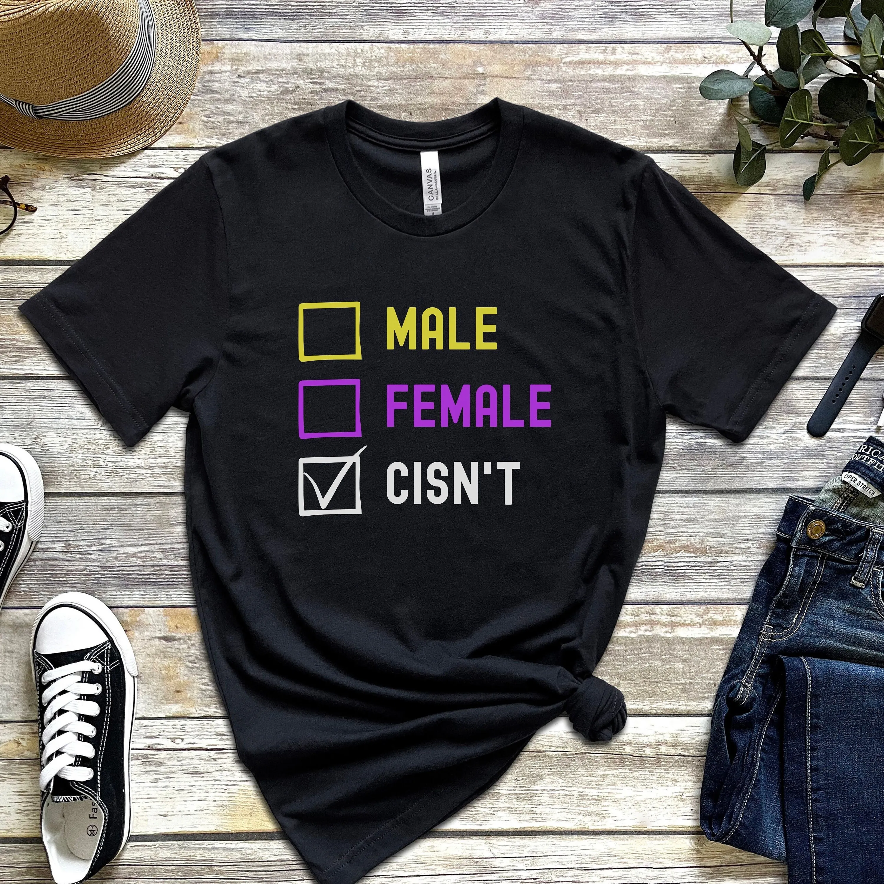 Cisn'T Non Binary T Shirt Enby Pride Np Omnisexual