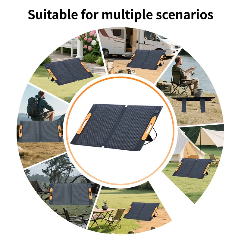 لوحة شمسية قابلة للطي بقدرة 110 وات متوافقة مع محطة طاقة محمولة EcoFlow Jackery شاحن أحادي البلورية للتخييم في الهواء الطلق Eme #6