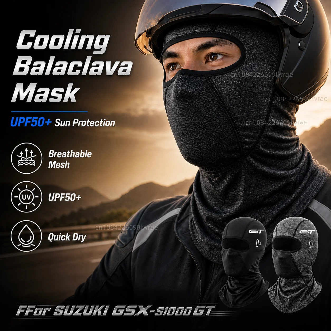 Cooling Motorcycle Balaclava Mask UPF50+ UV Protection Breathable Face Cover Summer For SUZUKI GSX-S1000GT GSXSGT GSXS-GT