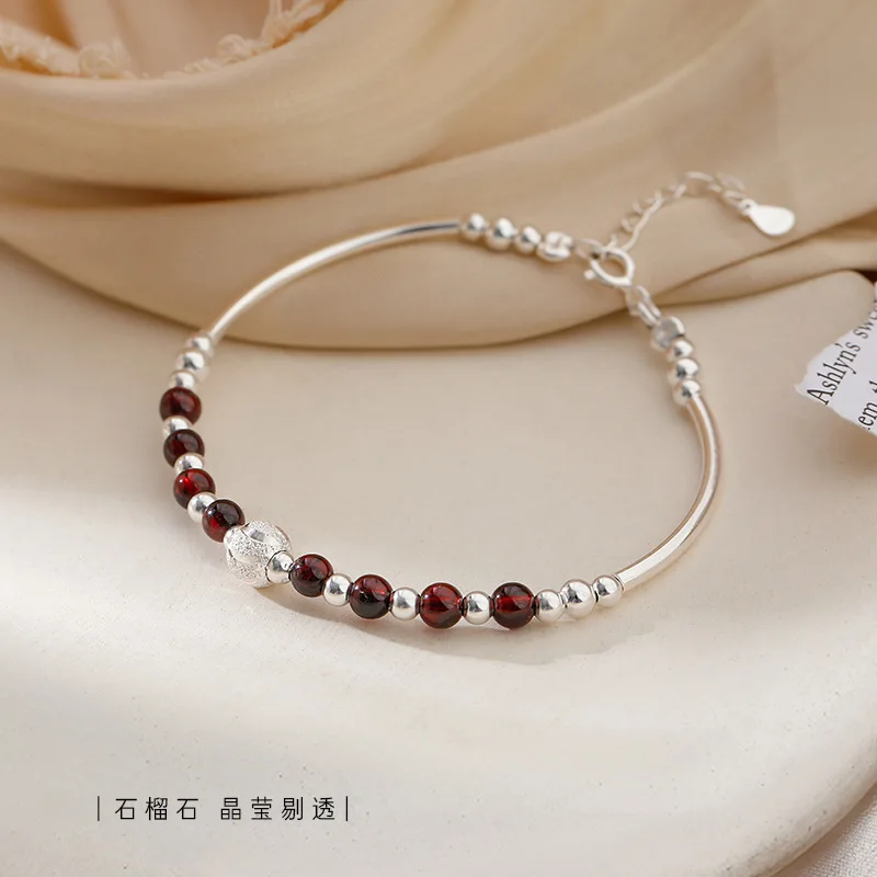 925 Sterling Silver Pomegranate Garnet Ball Bracelets Woman Couple Lucky Luxury Chain Jewelry Wholesalea Jewellery