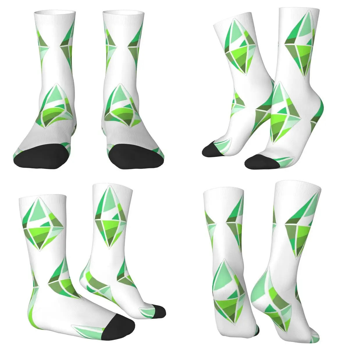 جوارب Sims 4 Plumbob جوارب Harajuku فائقة النعومة لجميع المواسم جوارب طويلة إكسسوارات هدية عيد ميلاد الرجل والمرأة