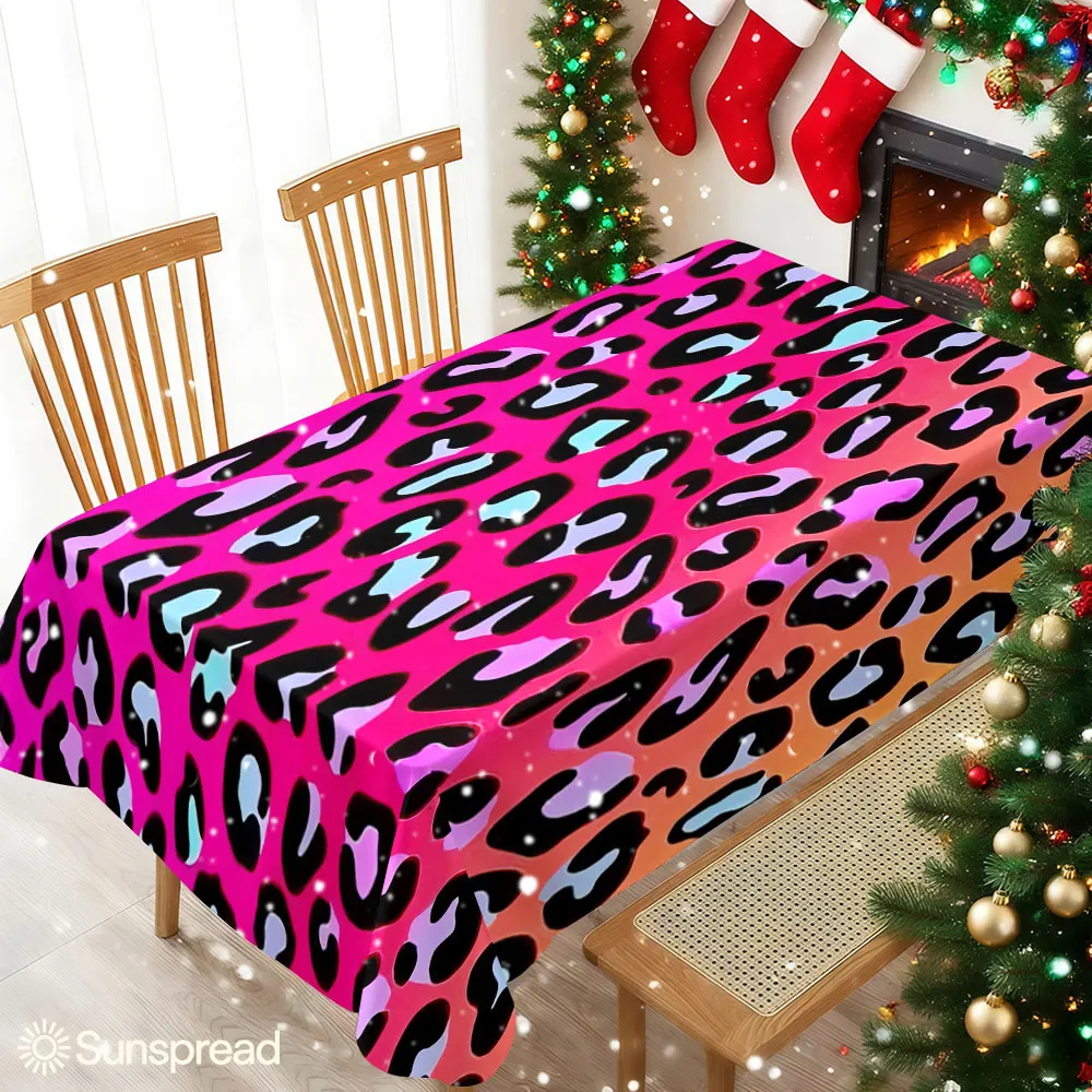Neon Leopard Table Cloth Waterproof Tablecloth Spill Proof Table Cloth, Wipe Clean Table Cloth for Dining Camping